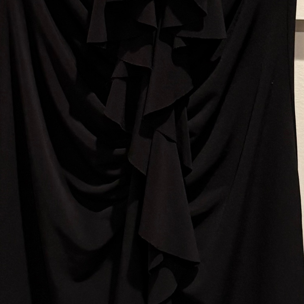 Black Ruffle Front Halter Mini Dress - Women - Picture 6 of 7